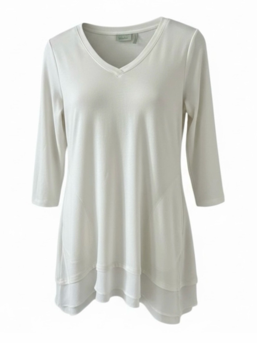 NEW LOGO by Lori Goldstein Ivory V-Neck 3/4 Sleeve Pullover Size XS
